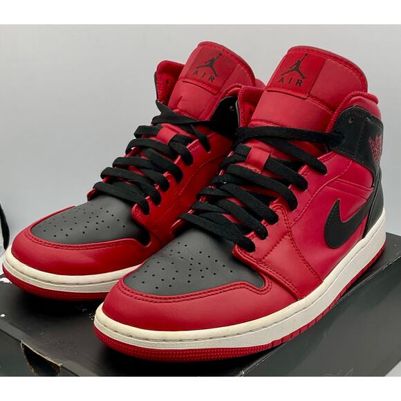 Nike Air Jordan 1 Mid “Reverse Bred” Black Gym Red 554724-660 Sz 9.5 #284